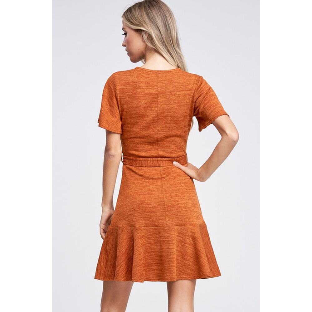 Iris Ruffle Dress- Rust,Teal - Picture 5 of 9